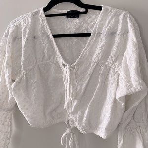 Hallelu Eyelet Tie Crop Top